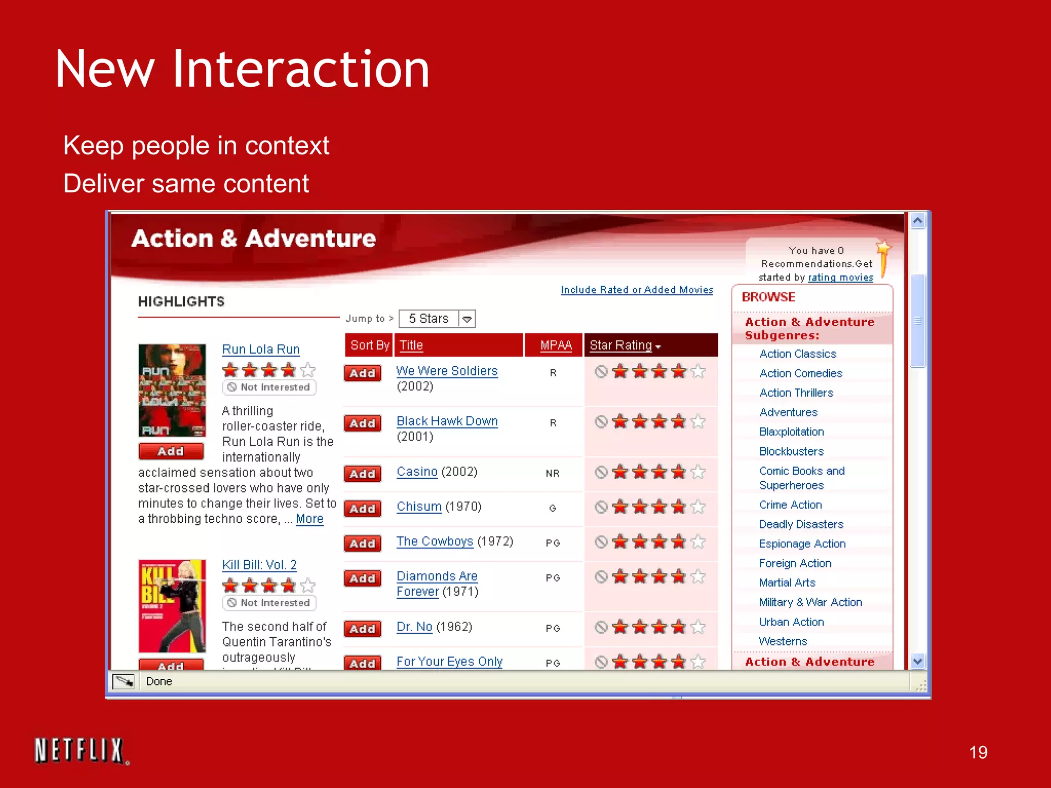 New Interaction Keep people in context Deliver same content 