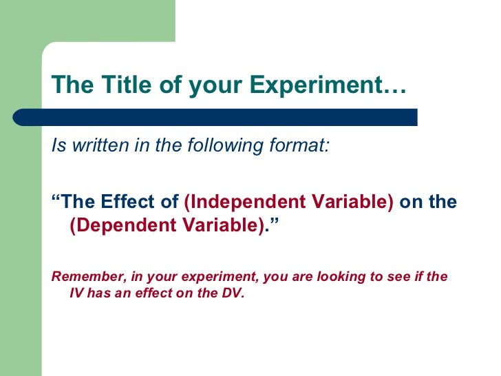 example of experimental research title brainly