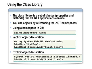 Developing an ASP.NET Web Application | PPT