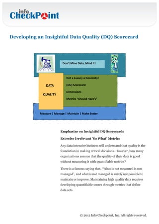 Develop a Data Quality Scorecard