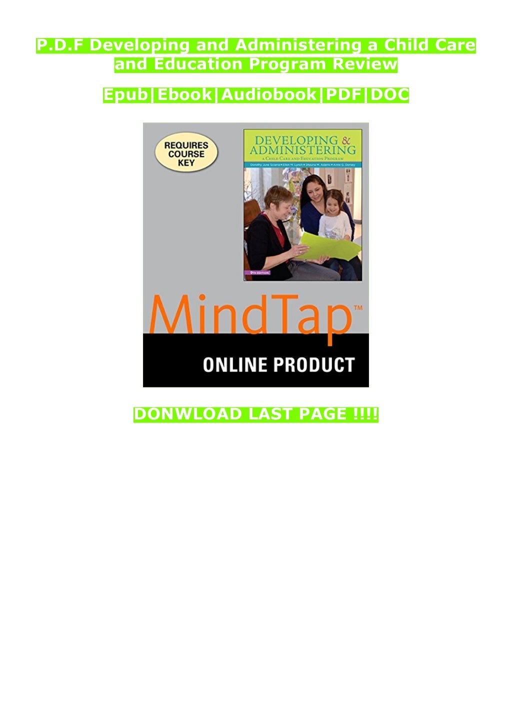 P.D.F Developing and Administering a Child Care and
