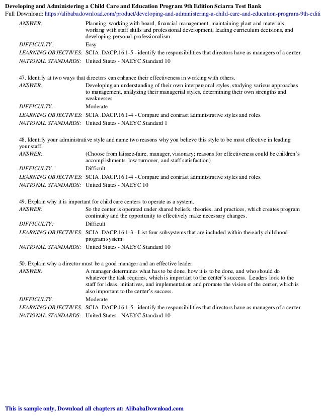 Develog And Administering A Child Care And Education Program 9th E