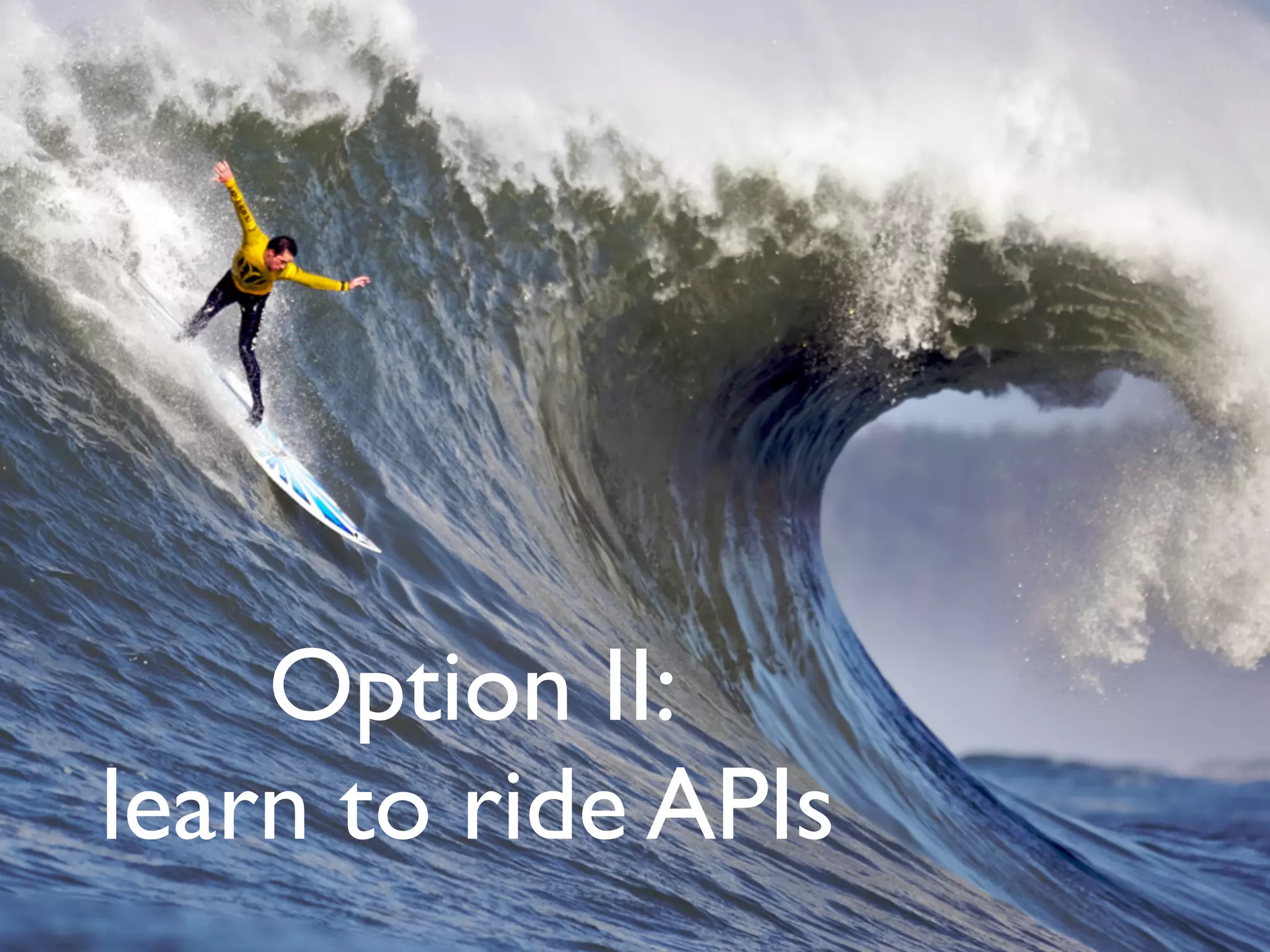 Option II:
learn to ride APIs
 