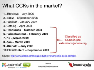 Developing components using Joomla CCKs Slide 15