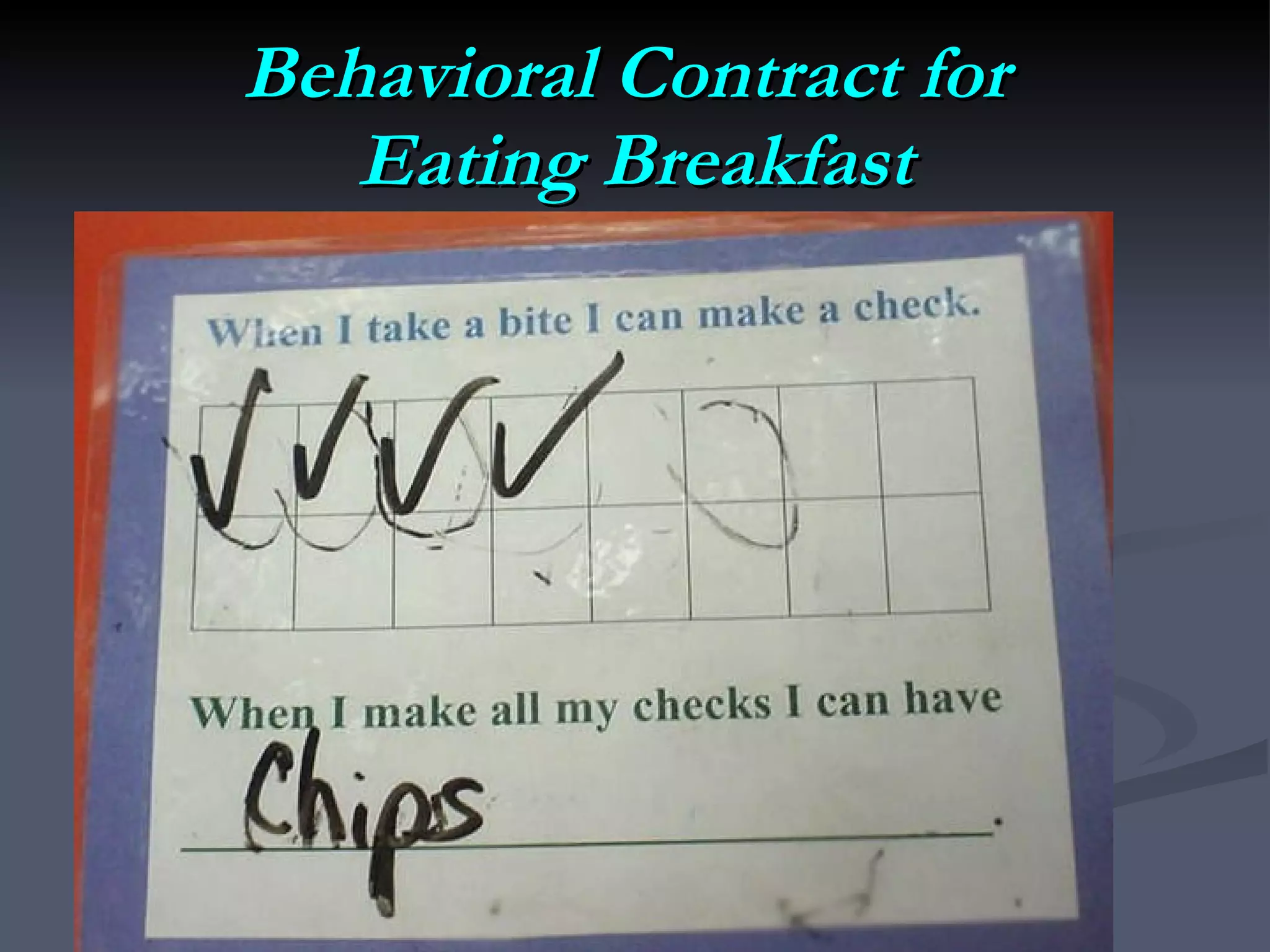Behavioral Contract for  Eating Breakfast 
