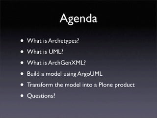 Developing for Plone using ArchGenXML / ArgoUML