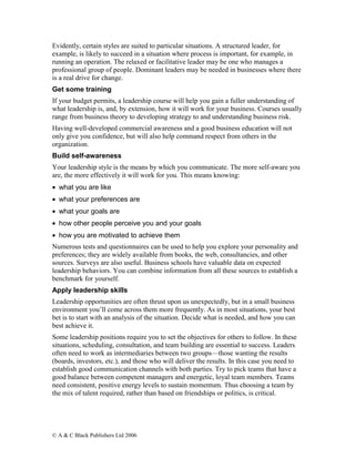 Developing Leadership Skills | PDF | Resume Writing and Advice | Job Search