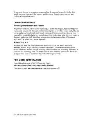 Developing Leadership Skills | PDF | Resume Writing and Advice | Job Search