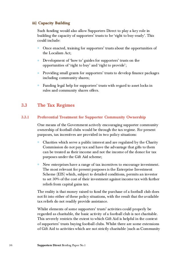 Briefing Paper 1 Developing Public Policy To Encourage Supporter Com