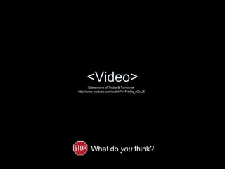 <Video> Classrooms of Today & Tomorrow: http://www.youtube.com/watch?v=Fnh9q_cQcUE What do  you  think? 
