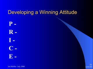 Developing a Winning Attitude  P - R - I - C - E - 