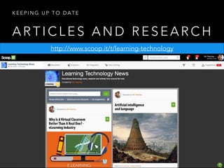 A R T I C L E S A N D R E S E A R C H
K E E P I N G U P T O D A T E
http://www.scoop.it/t/learning-technology
 