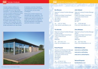 11        Tender Analysis                                                                  12   ECB FFU Contact Details

     A tender analysis is defined as a                   to interview a short list of tendering
     comparative exercise assessing                      companies and invite them to explain
     the quality and cost of each tender                 their submission and any areas           Dan Musson                              John Huband
     submission. To do this effectively there            of ambiguity.
                                                                                                  Regional Funding & Facilities Manager   Regional Funding & Facilities Manager
     must be consistent assessment criteria
                                                         ECB require a tender analysis to be      (North)                                 (Midlands)
     and clear sections for comparative
                                                         submitted with each application. The     England and Wales Cricket Board         England and Wales Cricket Board
     analysis. A quality assessment is
                                                         purpose of the analysis exercise is to   c/o County Cricket Ground               c/o County Cricket Ground
     conducted on the company, its past
                                                         evidence best value (a combination of    Old Trafford                            Edgbaston
     performance and its adherence to
                                                         quality and cost) and to explain why     Manchester                              Birmingham
     the design criteria whilst a cost sum
                                                         the club/organisation has preferred a    M16 0PX                                 B5 7QU
     analysis or bill of quantities will clarify
                                                         particular contractor or supplier.
     cost. Where there is little difference in                                                    Tel: 0161 877 6834                      Tel: 07500 992 659
     tender submissions you may choose                                                            Email: daniel.musson@ecb.co.uk          Email: john.huband@ecb.co.uk


                                                                                                  Tim Nicholls                            Chris Whitaker
                                                                                                  Regional Funding & Facilities Manager   Regional Funding & Facilities Manager
                                                                                                  (London & East)                         (South)
                                                                                                  England and Wales Cricket Board         England and Wales Cricket Board
                                                                                                  Lord’s Cricket Ground                   Lord’s Cricket Ground
                                                                                                  London                                  London
                                                                                                  NW8 8QZ                                 NW8 8QZ
                                                                                                  Tel: 020 7432 1176                      Tel: 020 7432 1206
                                                                                                  Email: tim.nicholls@ecb.co.uk           Email: chris.whitaker@ecb.co.uk


                                                                                                  Fiona Prescott                          ECB Website Links
                                                                                                  Research and Development Manager        www.ecb.co.uk/facilities
                                                                                                  (Applications across Wales only)
                                                                                                                                          www.ecb.co.uk/funding
                                                                                                  England and Wales Cricket Board
                                                                                                  c/o County Cricket Ground               www.ecb.co.uk/techspecs
                                                                                                  Old Trafford
                                                                                                  Manchester
                                                                                                  M16 0PX
                                                                                                                                          General Enquiries
                                                                                                  Tel: 07785 527 105
                                                                                                  Email: fiona.prescott@ecb.co.uk         facilities@ecb.co.uk


12   Developing a Project – From Concept to Completion                                                                                          Developing a Project – From Concept to Completion   13
 