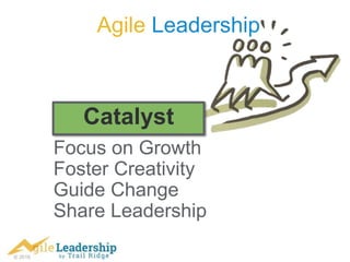 © 2016
Agile Leadership
Focus on Growth
Foster Creativity
Guide Change
Share Leadership
Catalyst
 