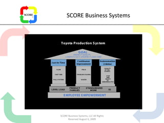 SCORE Business Systems SCORE Business Systems, LLC All Rights Reserved August 6, 2009 