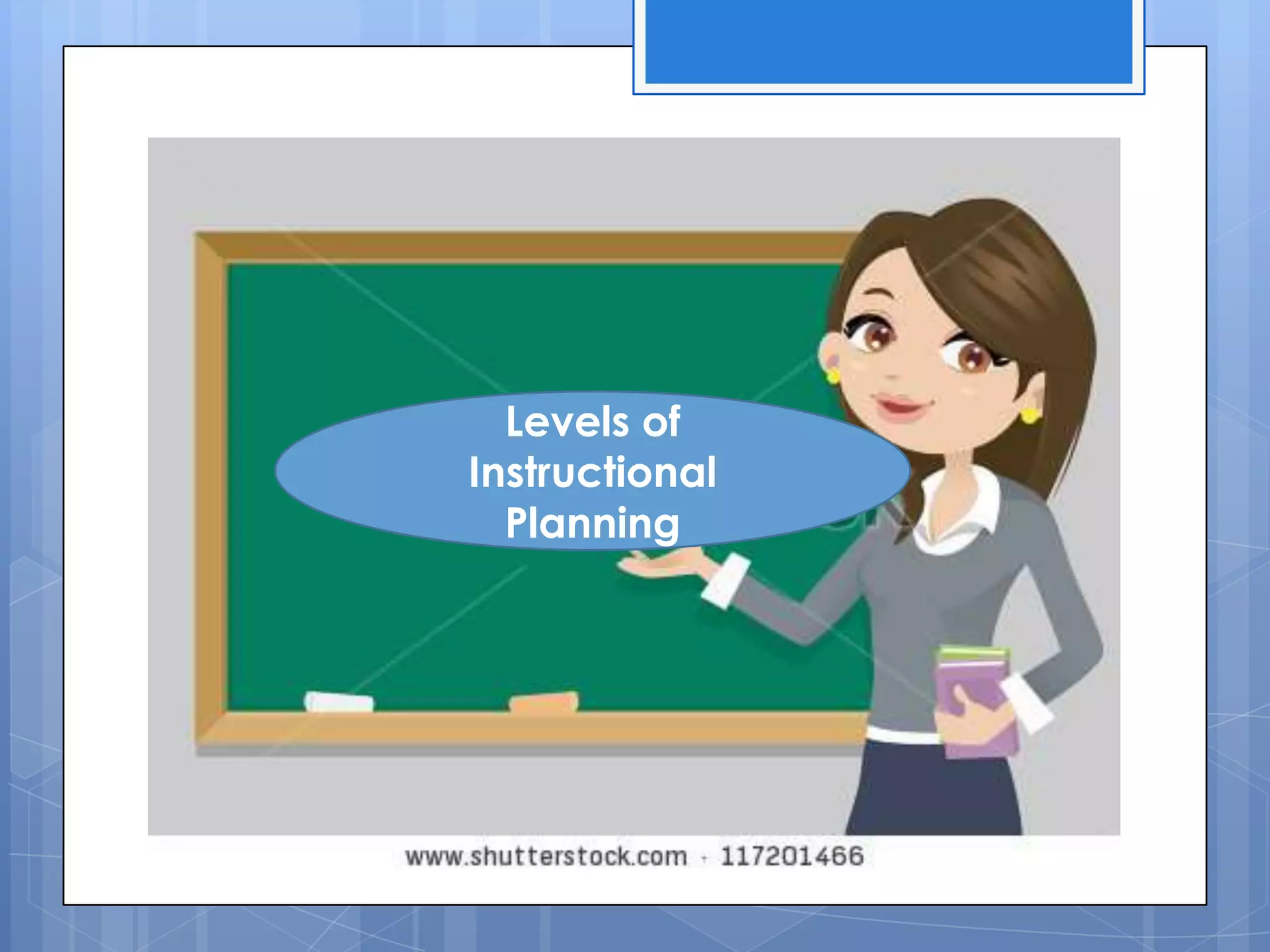 Levels of
Instructional
Planning
 