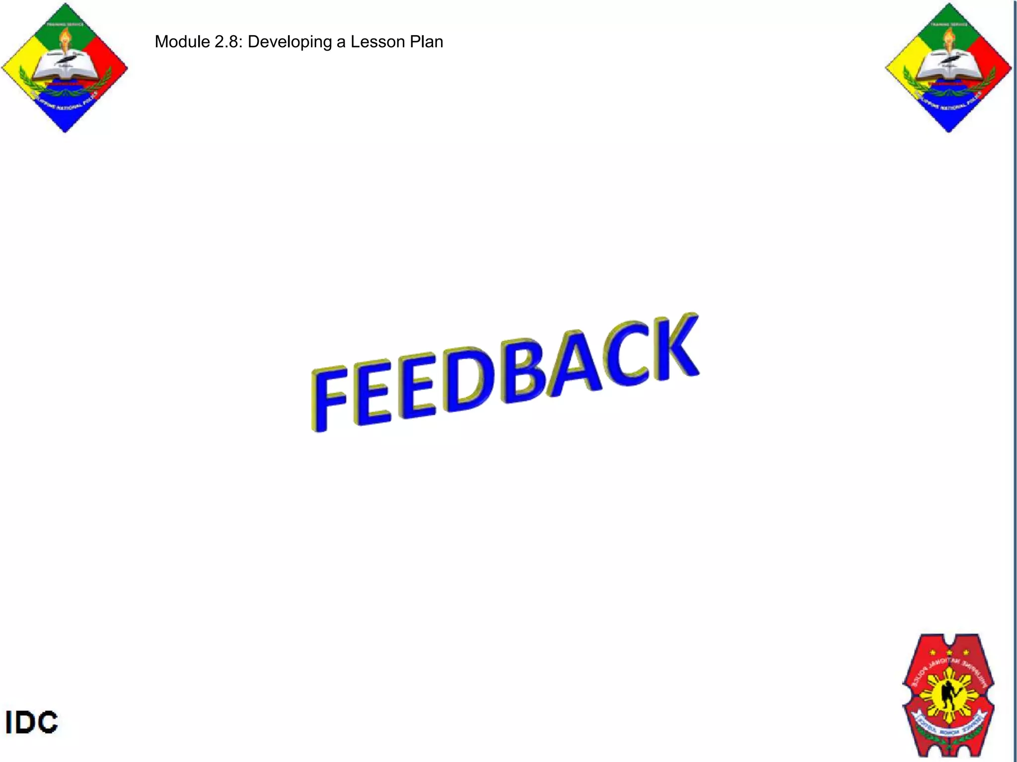 Module 2.8: Developing a Lesson Plan
 