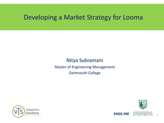 Developing a Market Strategy for Looma
Nitya Subramani
Master of Engineering Management
Dartmouth College
ENGG 390 1
 