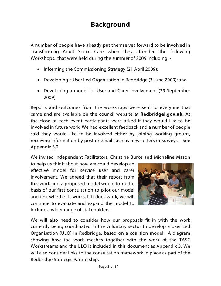 Developing a model for involvement in social care (redbridge)