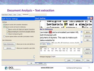 Confidential & Proprietarywww.dclab.com 15
Document Analysis – Text extraction
 