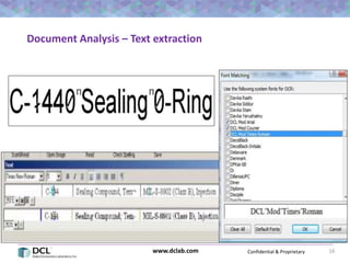 Confidential & Proprietarywww.dclab.com 16
Document Analysis – Text extraction
 