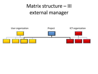 Matrix structure – IIIexternal managerUser organizationICT organizationProject