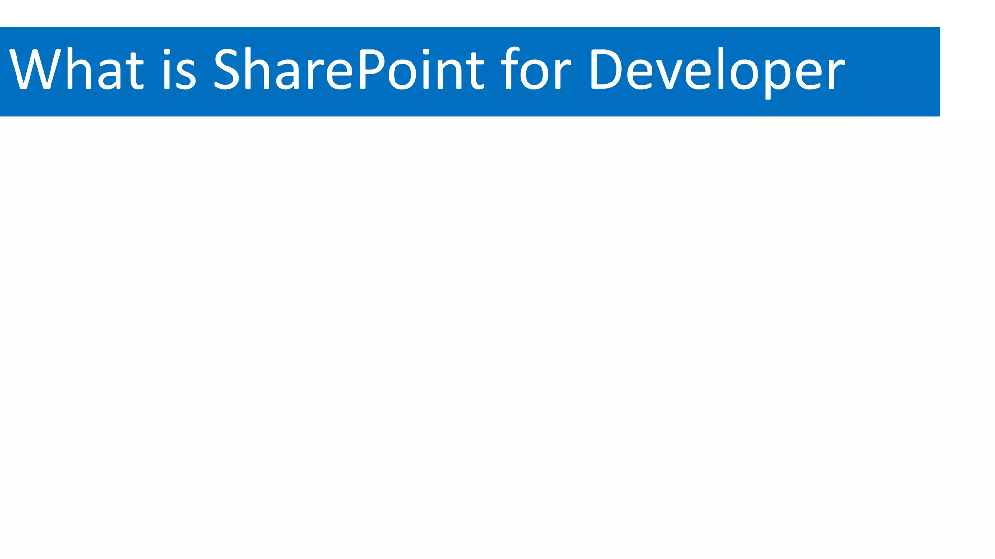 What is SharePoint for Developer 
 