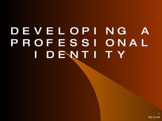 DEVELOPING A PROFESSIONAL IDENTITY 08/10/09 ,[object Object]