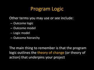 Developing a program logic | PPT