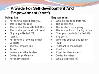 Provide For Self-development And
Empowerment (cont’)
 