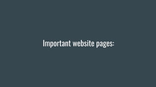 Important website pages:
 