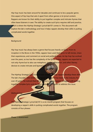 Developing Complex Lyrical Skills The HipHop Strategic Lyrical Lab101.docx