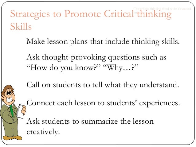 develop a lesson plan applying critical thinking in instructions