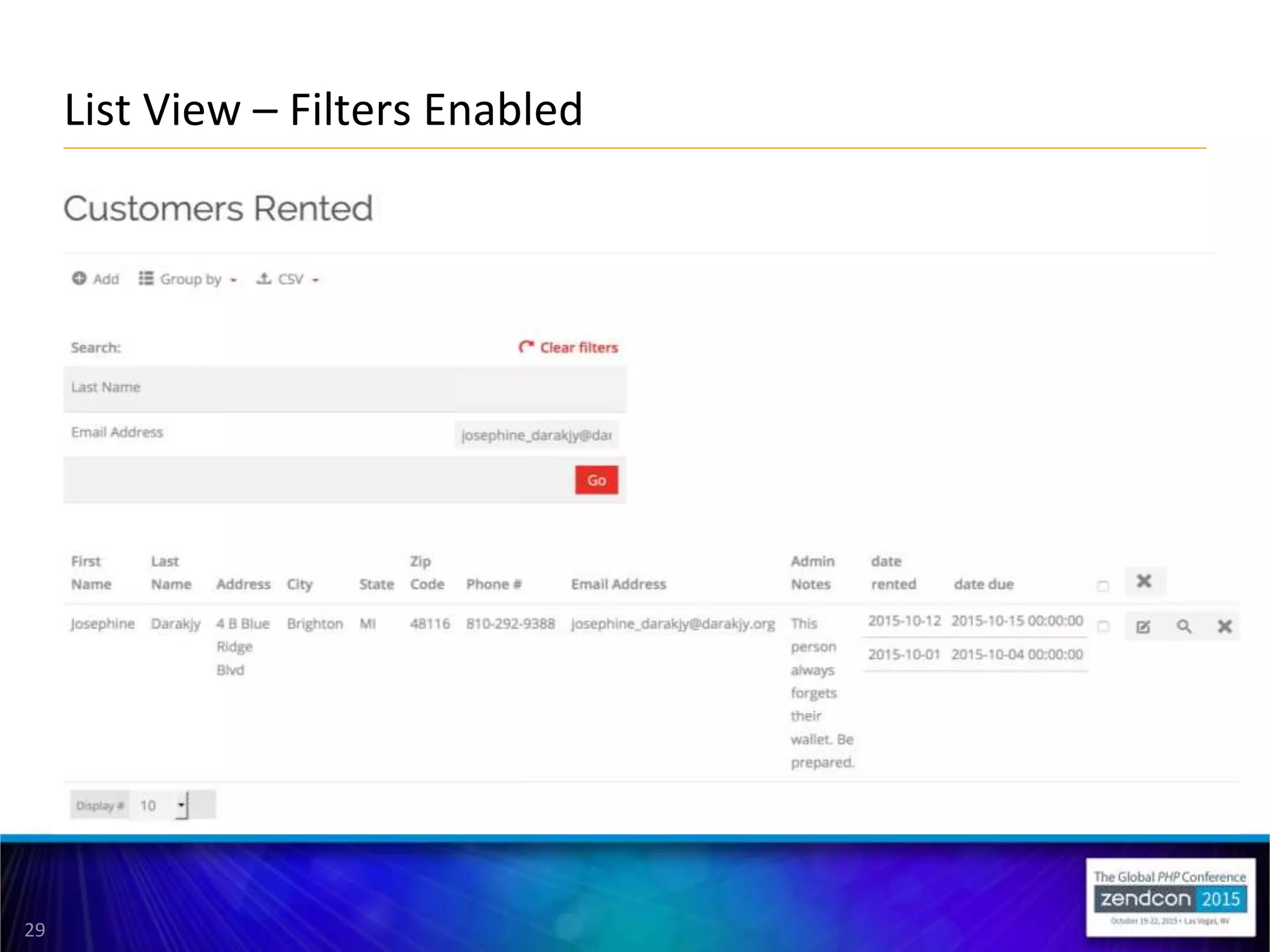 29
List View – Filters Enabled
 