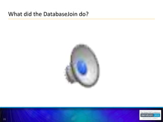 26
What did the DatabaseJoin do?
 