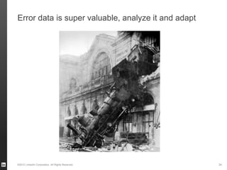 Error data is super valuable, analyze it and adapt




©2012 LinkedIn Corporation. All Rights Reserved.     34
 