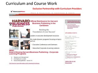Curriculum and Course Work Exclusive Partnership with Curriculum Providers 