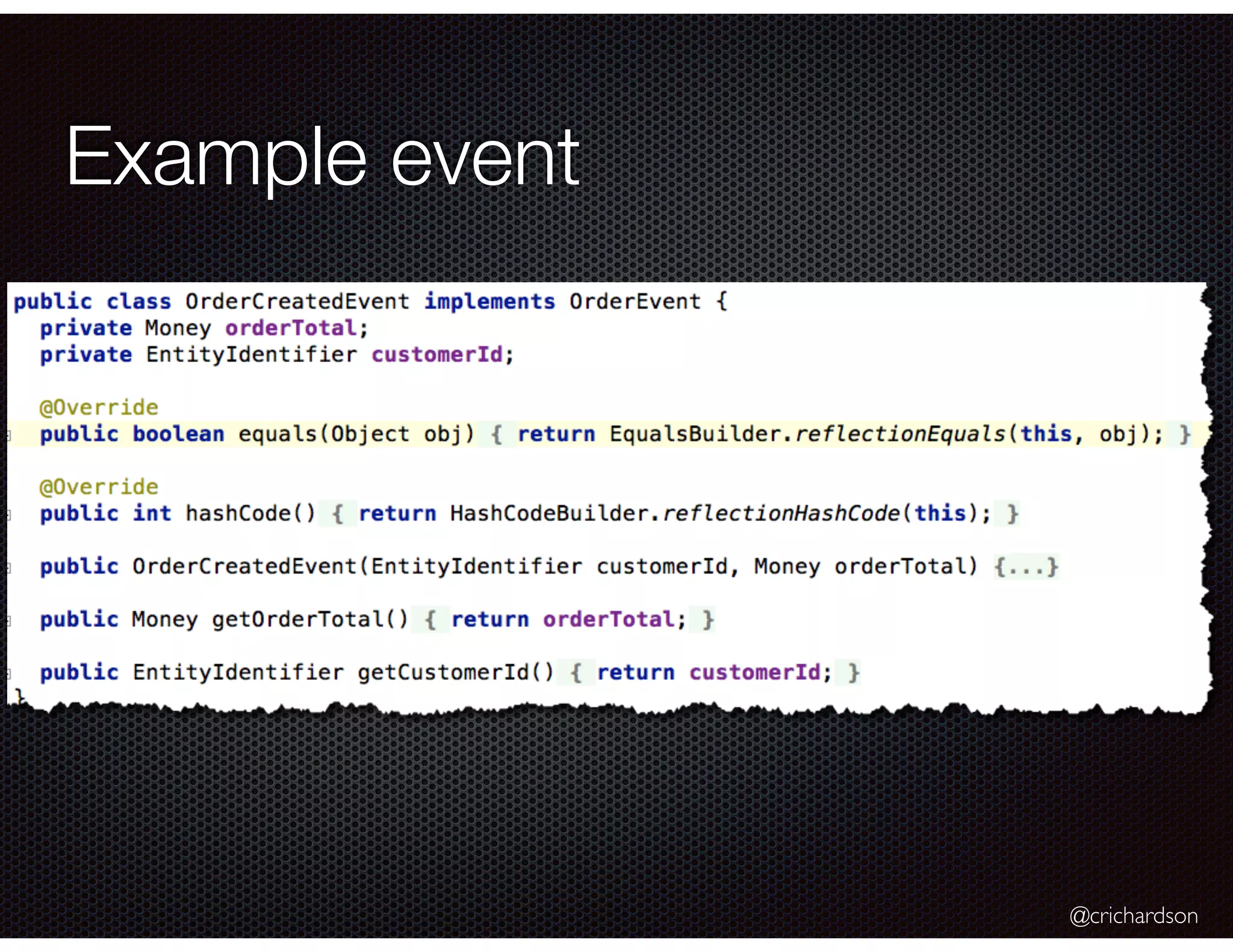 @crichardson
Example event
 