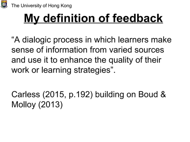 Developing feedback as dialogue | PPT