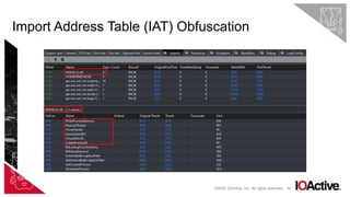 54
Import Address Table (IAT) Obfuscation
©2022 IOActive, Inc. All rights reserved.
 