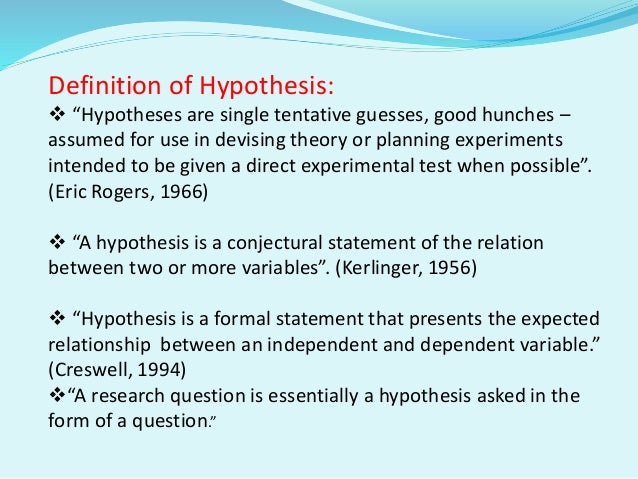 developing hypothesis and research questions