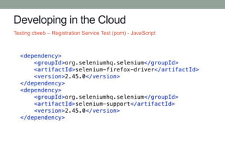 Developing in the Cloud
Testing ctweb – Registration Service Test (pom) - JavaScript
 