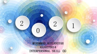 2
0
2 1
MUHAMMAD ALDIANSYAH
4520210014
INTERPERSONAL SKILL (B)
 