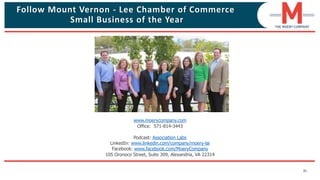 30
Follow Mount Vernon - Lee Chamber of Commerce
Small Business of the Year
www.moerycompany.com
Office: 571-814-3443
Podc...