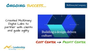 by Trail Ridge © 2005 - 2017
Ongoing success…
Created McKinsey
Digital Labs to
partner with clients
and guide agility.
Cost Center -> Profit Center
 