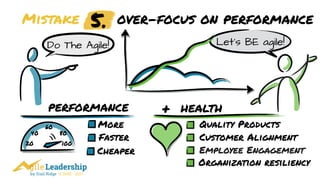 by Trail Ridge © 2005 - 2017
Mistake over-focus on performance
Employee Engagement
performance
20
40
60
80
100
More
Faster
Cheaper
Customer Alignment
Do The Agile!Let’s BE agile!Do The Agile!
health+
Organization resiliency
Quality Products
 