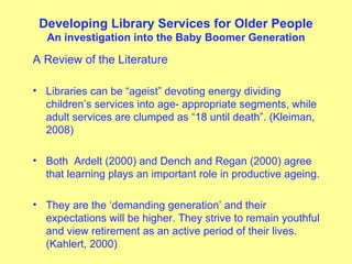 Developing Library Services For Older People Jackie Mayes | PPT