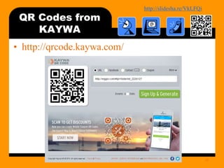 http://bit.ly/mobilecontentosy
QR Codes from
KAYWA
32
• http://qrcode.kaywa.com/
 
