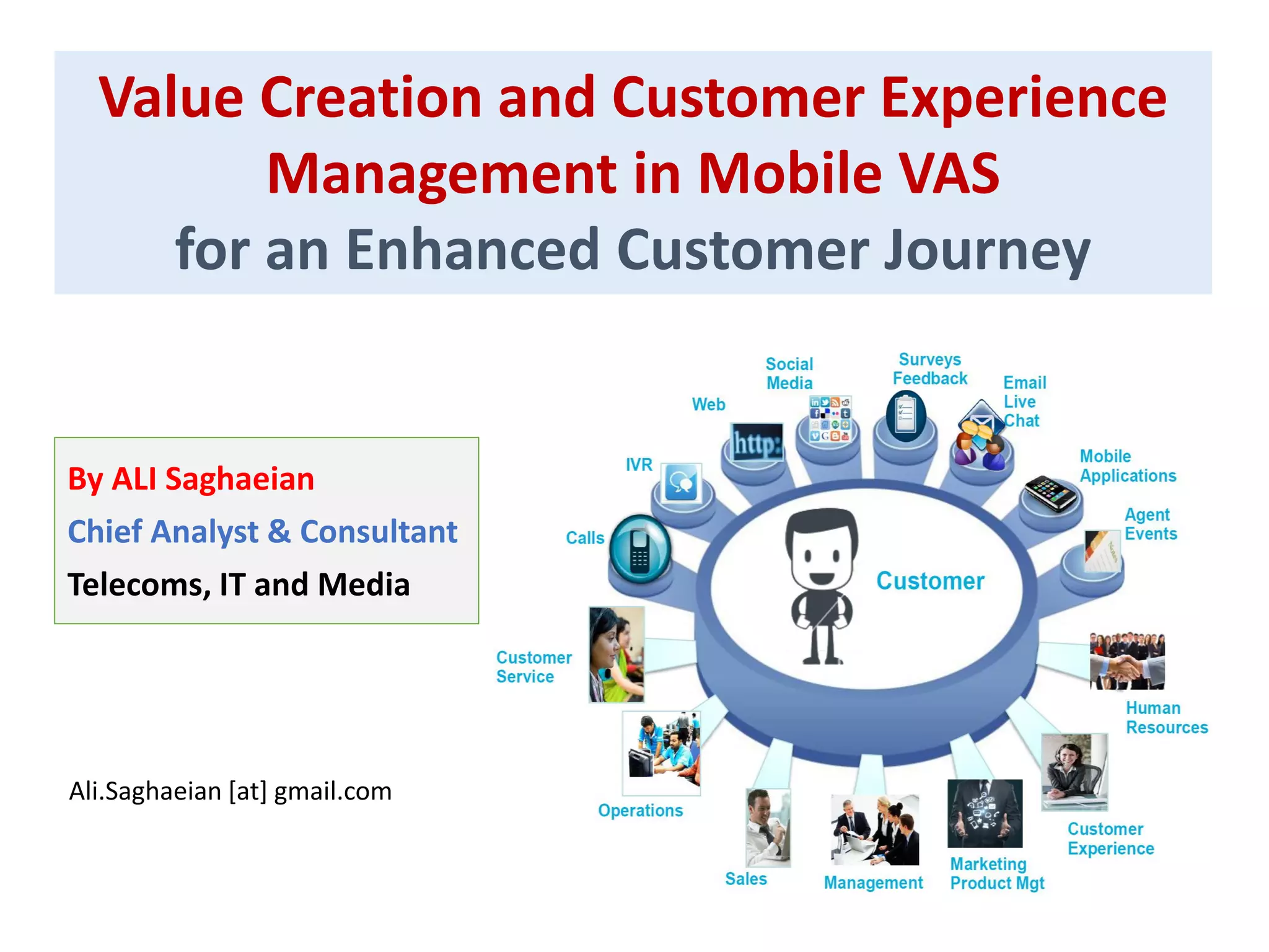 Value Creation and Customer Experience
Management in Mobile VAS
for an Enhanced Customer Journey
By ALI Saghaeian
Chief Analyst & Consultant
Telecoms, IT and Media
Ali.Saghaeian [at] gmail.com
 