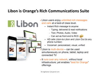 Libon is Orange’s Rich Communications Suite
Ali.Saghaeian [at] gmail.com
 
